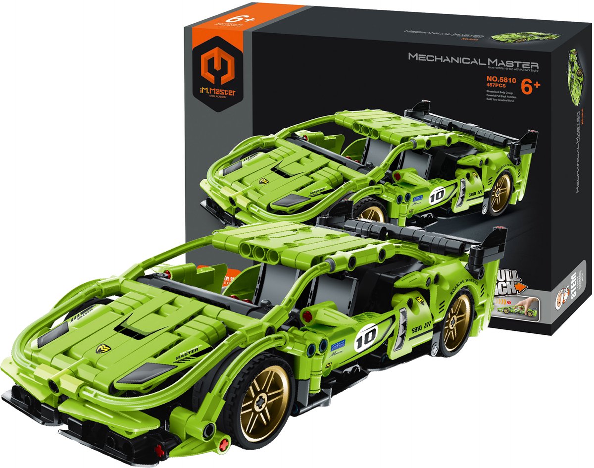 iM.Master – Pull Back Supercar Groen Constructiespeelset