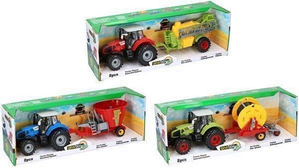 Tractor met aanhanger speelset- 3 verschillende soorten