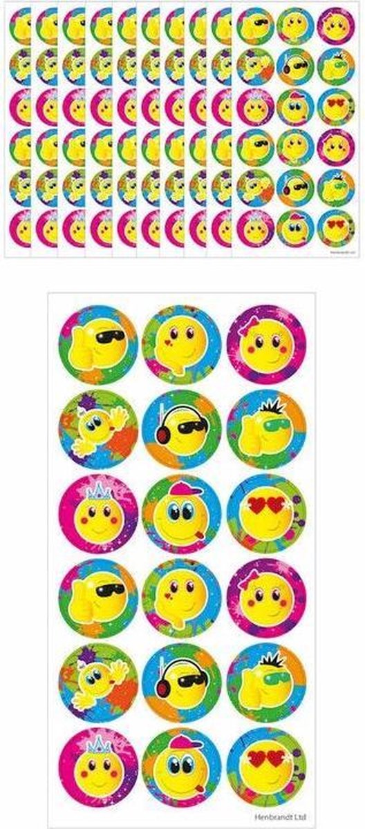 10x Stickervel Smiley  Fun Stickers - Uitdeelcadeau - Traktatie