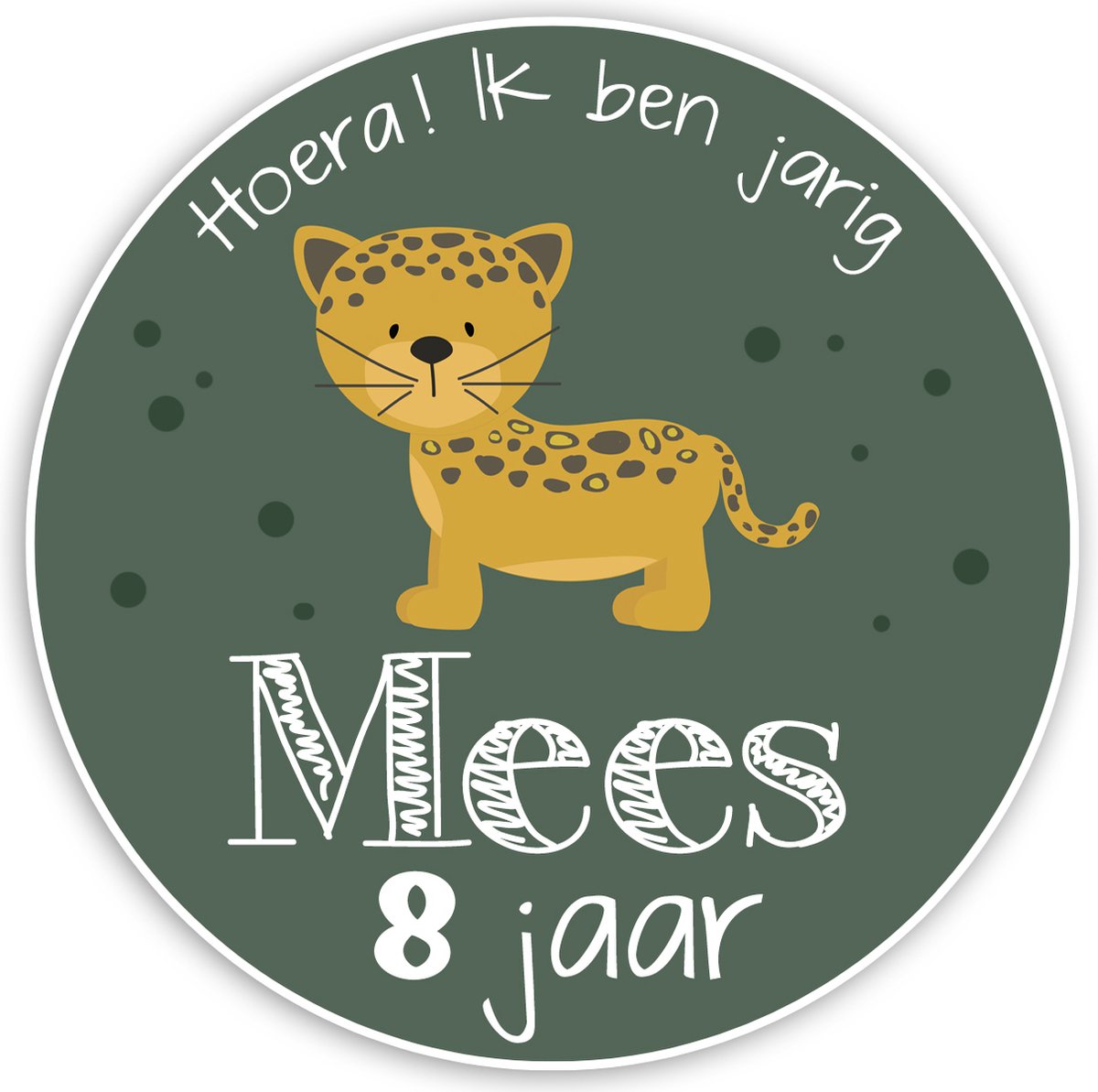 Traktatie stickers dieren met naam met leuk luipaardje - Verjaardag stickers met naam - SLUIT STICKERS TRAKTATIE - 24 stuks - Kindertraktatie - Naamstickers