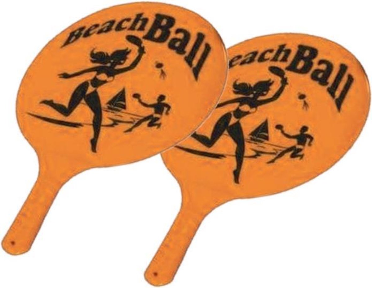 Kunststof beachball set oranje - Strand balletjes - Rackets/batjes en bal - Tennis ballenspel