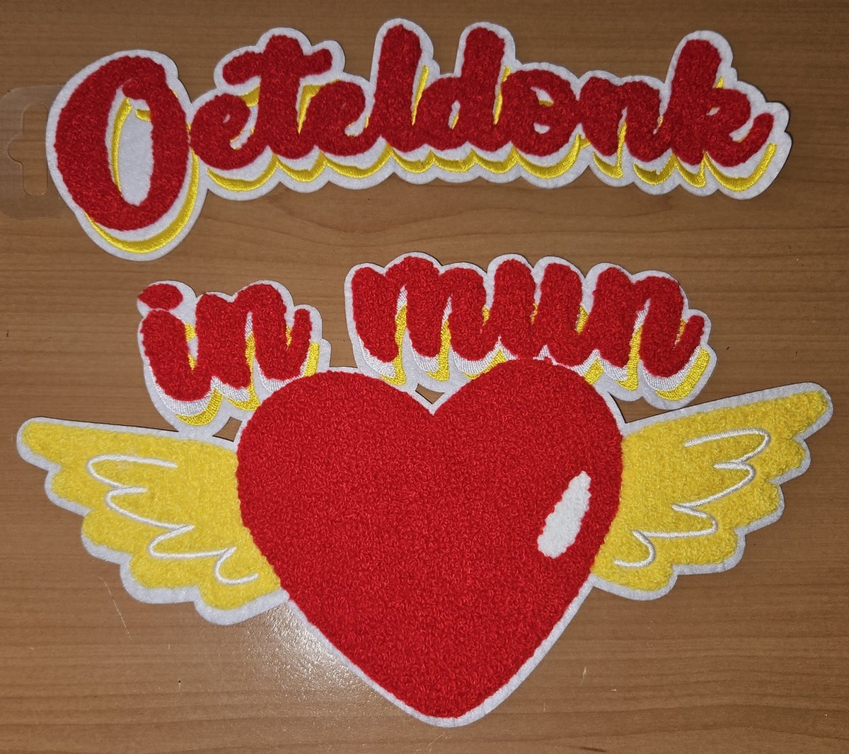 Oeteldonk rug embleem set: Oeteldonk in mun hart - Oeteldonk emblemen - carnavalsemblemen - carnaval embleem - rug embleem - strijk applicatie rug - strijkapplicatie