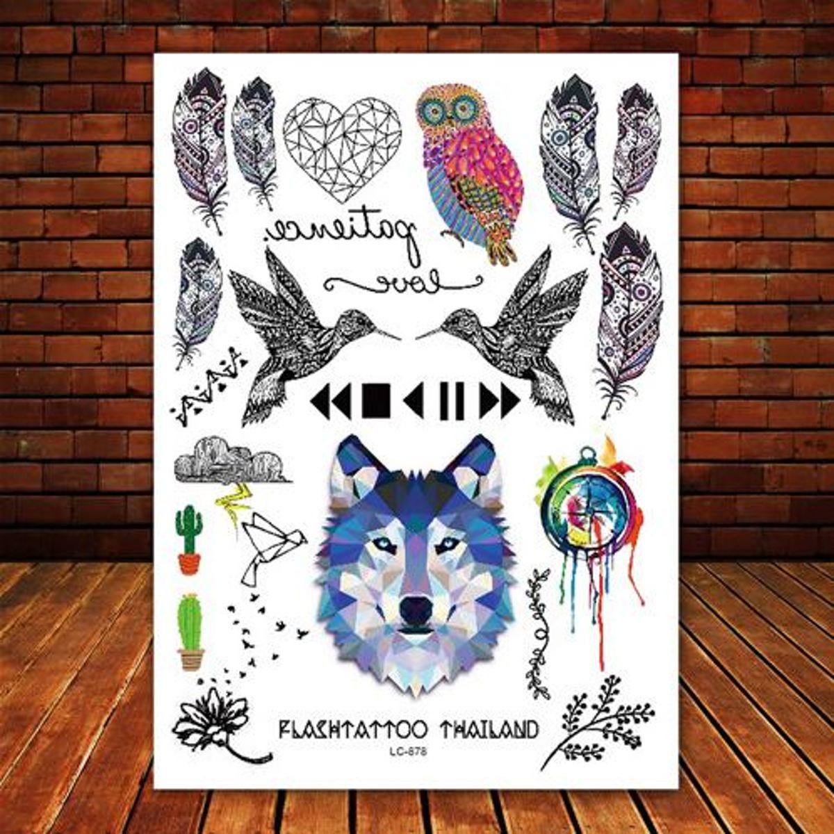 Plak Tattoos - Kleurrijke Metallic Tattoo - Body Choker - Tijdelijke Tatoeage - Festival Tatoes - Zomer feest tatoeages - Tattoo - 1 vel Wolf