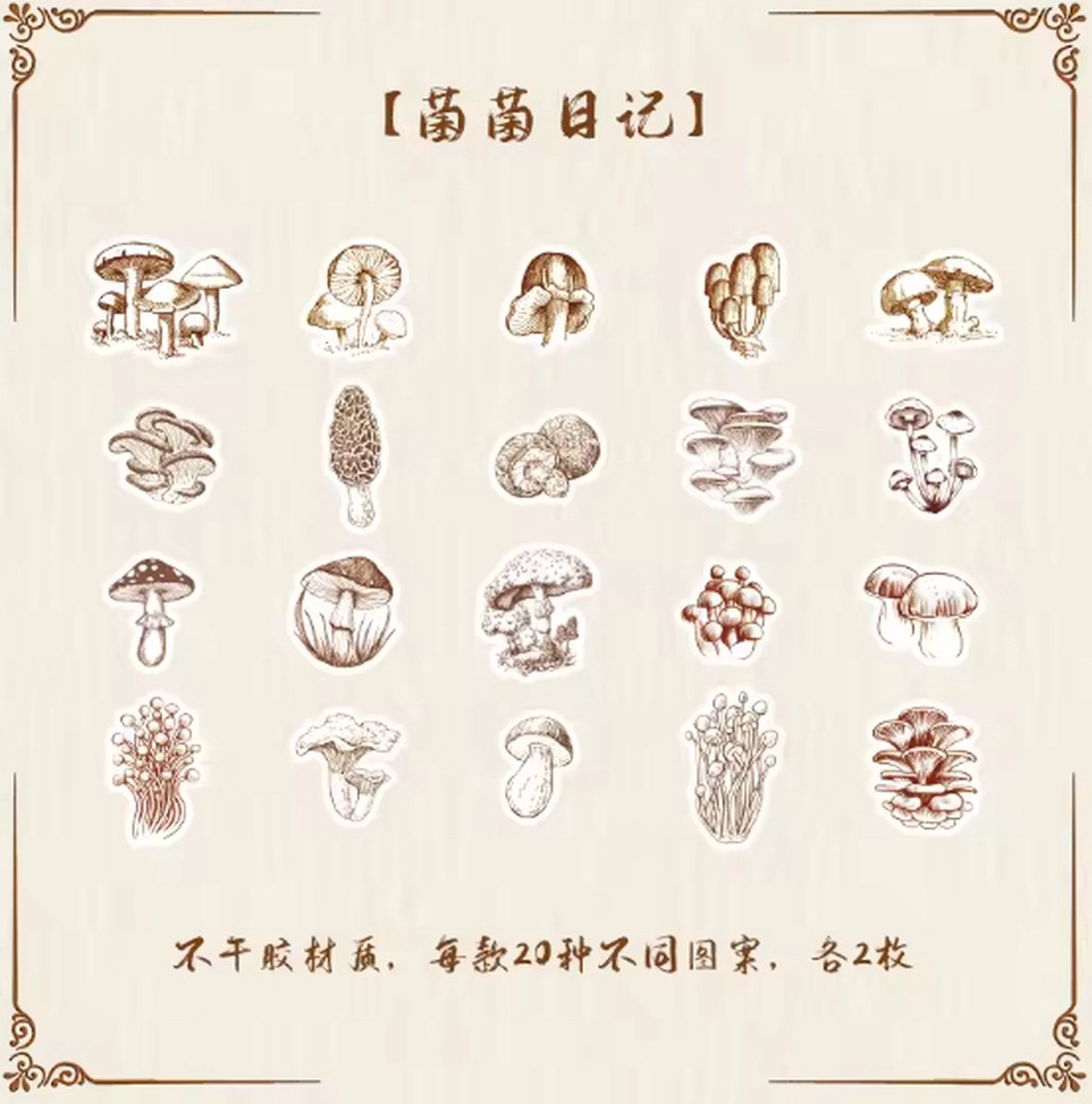 Bullet Journal Stickers - Planner Agenda Stickers - 40 Stuks - paddenstoel - bacterial - mushroom - Scrapbook stickers - Bujo stickers - Stickers volwassenen en kinderen
