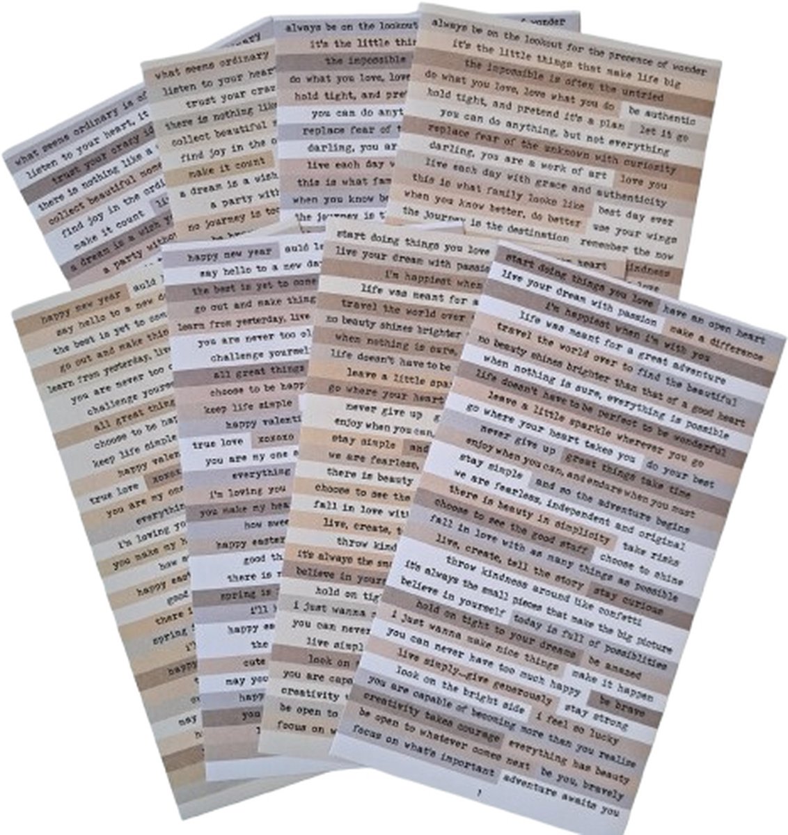 Groen/bruin tekst stickers - Tekst - Deco stickers - 8 vellen - Engelse teksten - Scrapbook - Bullet journal stickers - laptop stickers - Stickers volwassenen en kinderen