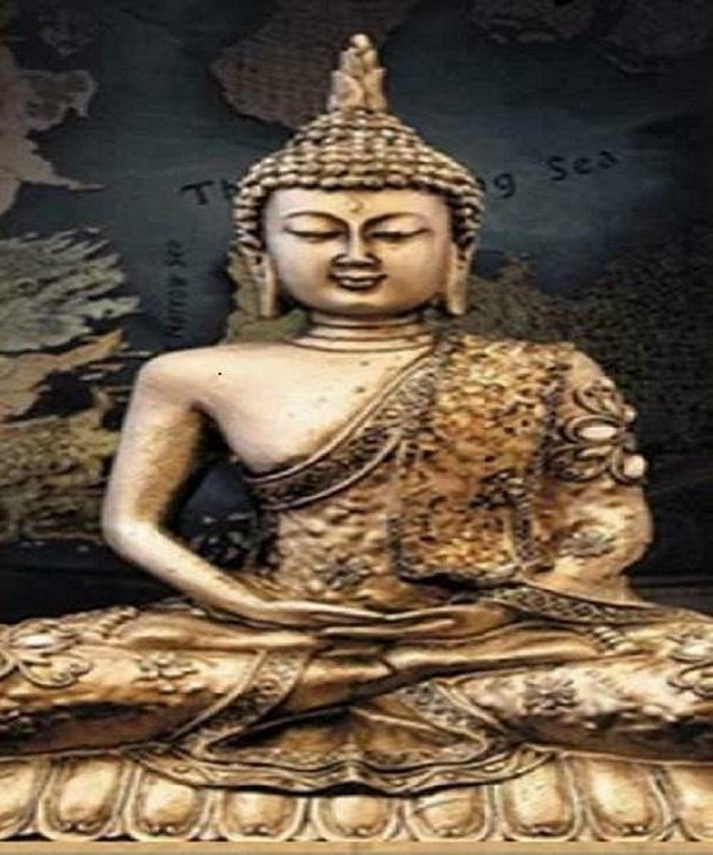 Diamond painting 40 x 50 cm budha goud volledige bedrukking ronde steentjes direct leverbaar - boeddha - boedha - religie - goud - geloof - landkaart