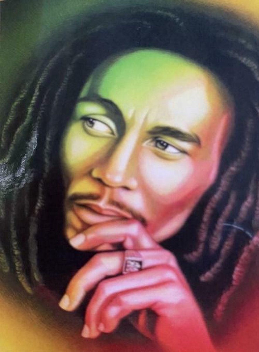 Diamond painting Bob Marley reggae 40 x 50 cm direct leverbaar volledige bedrukking ronde steentjes - nieuw - potret - bob - marley - unieke afbeelding
