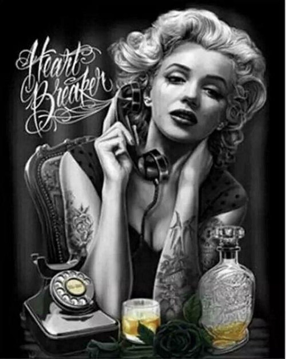 Diamond painting Madonna heart breaker 40 x 50 cm volledige bedrukking ronde steentjes direct leverbaar - madonna - muziek - hart breker - telefoon -