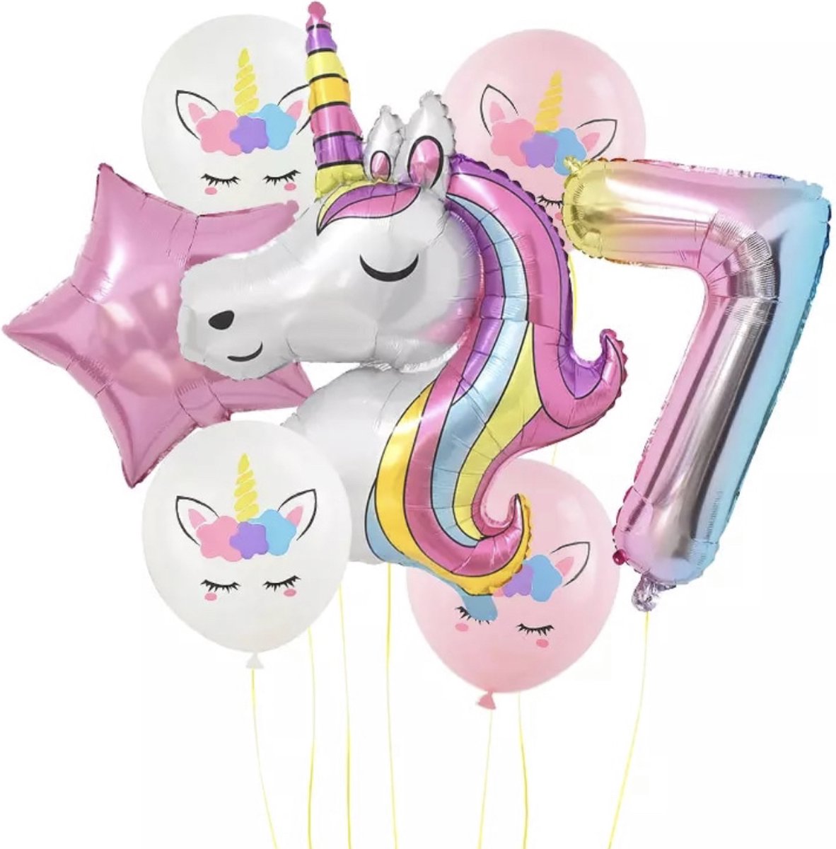 Unicorn Ballonnen - Eenhoorn Feest - 7 jaar - Verjaardagsversiering - Versiering - Eenhoorn - Folieballonnen - Helium Ballon - Meisje - Heliumba- Kinderverjaardag - Thema Feest - Kinderfeest - Versiering - Party - Decoratie - Eenhoorn Feest - Unicorn