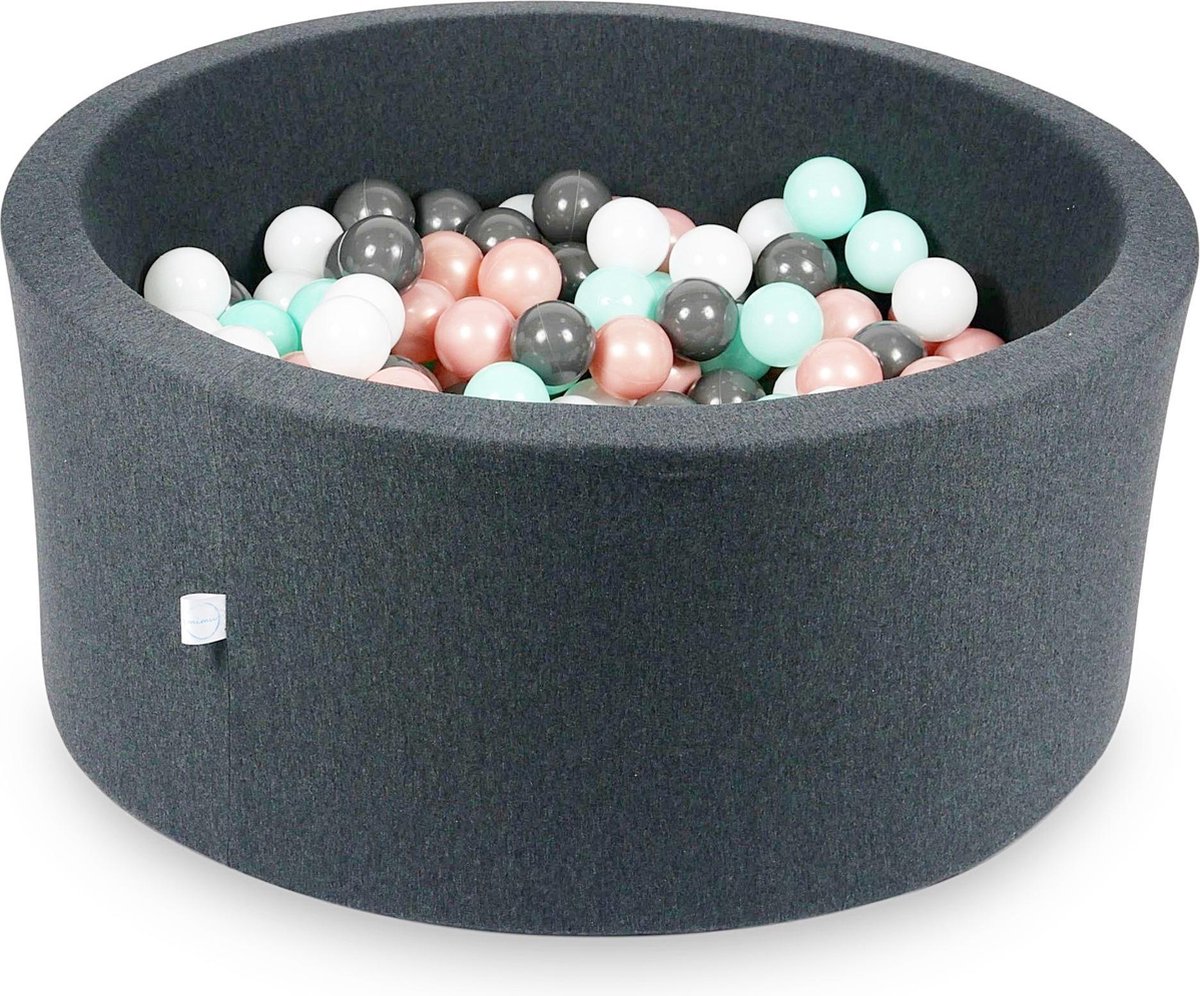 Ballenbad Antraciet Rond 90x40cm incl. 300 ballen (wit, rose gold, licht mintgroen, antraciet)