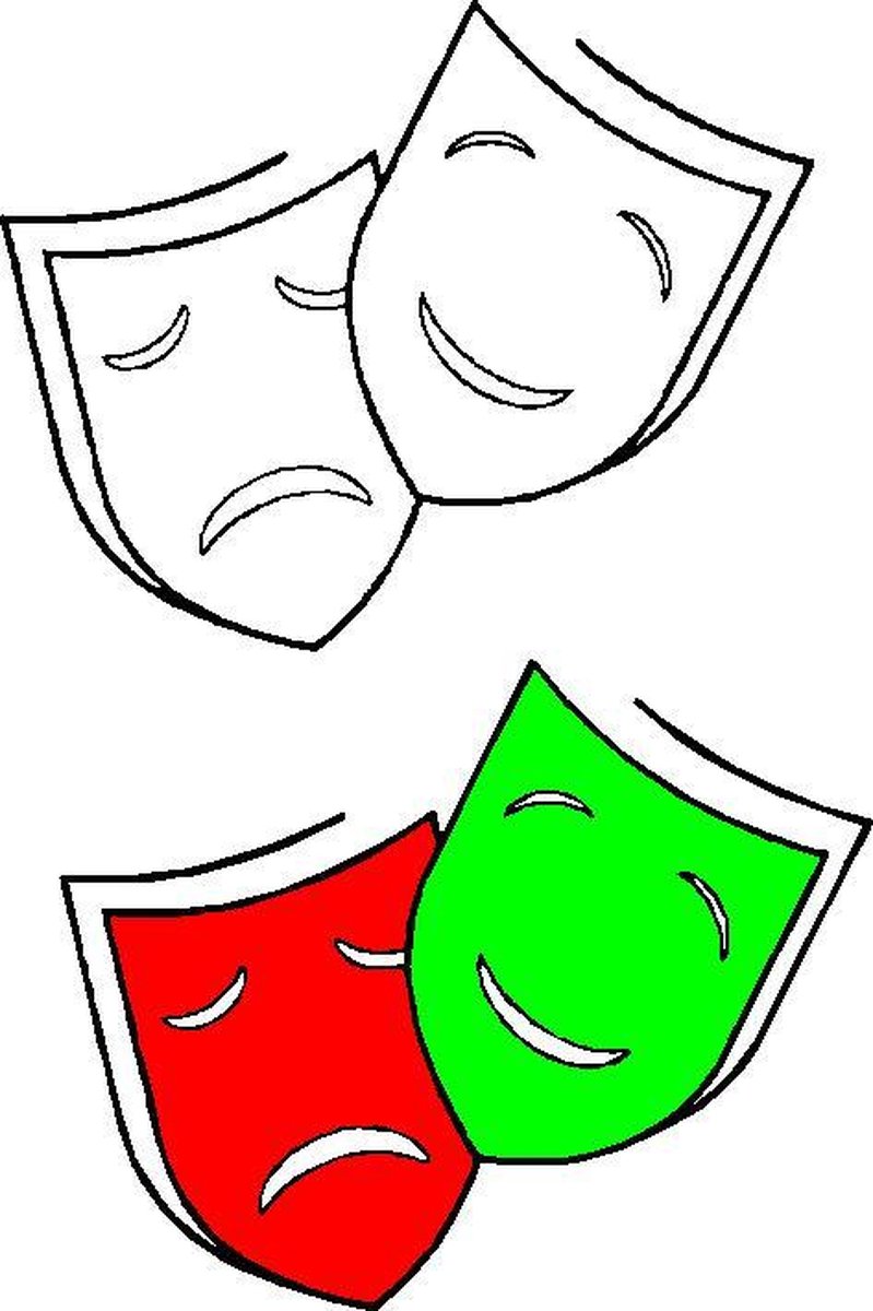 Carnaval raamsticker blij/triest zwart/wit klein