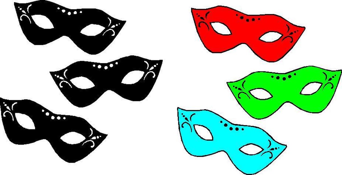 Carnaval raamsticker masker Kleur groot