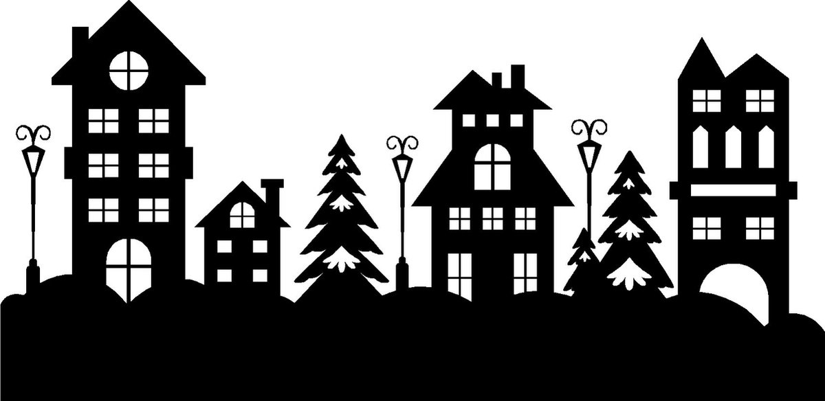 Raamsticker - Kerst stad klein 2 stuks