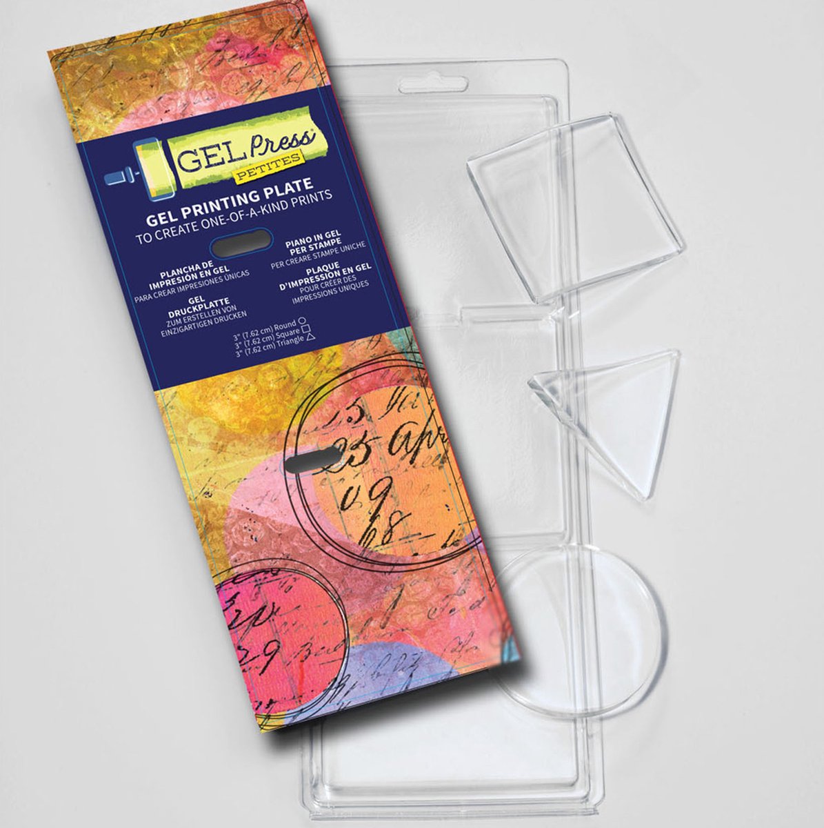 Gel Press 3 platen - cirkel. driehoek. Vierkant