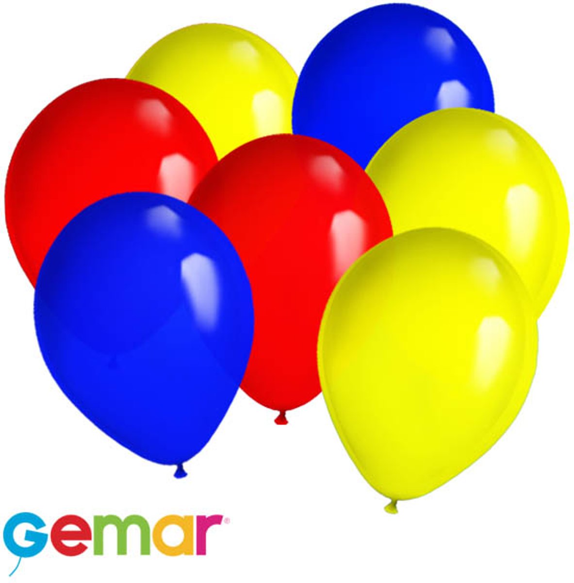 30x Ballonnen Blauw, Rood en Geel (Ook geschikt voor Helium)
