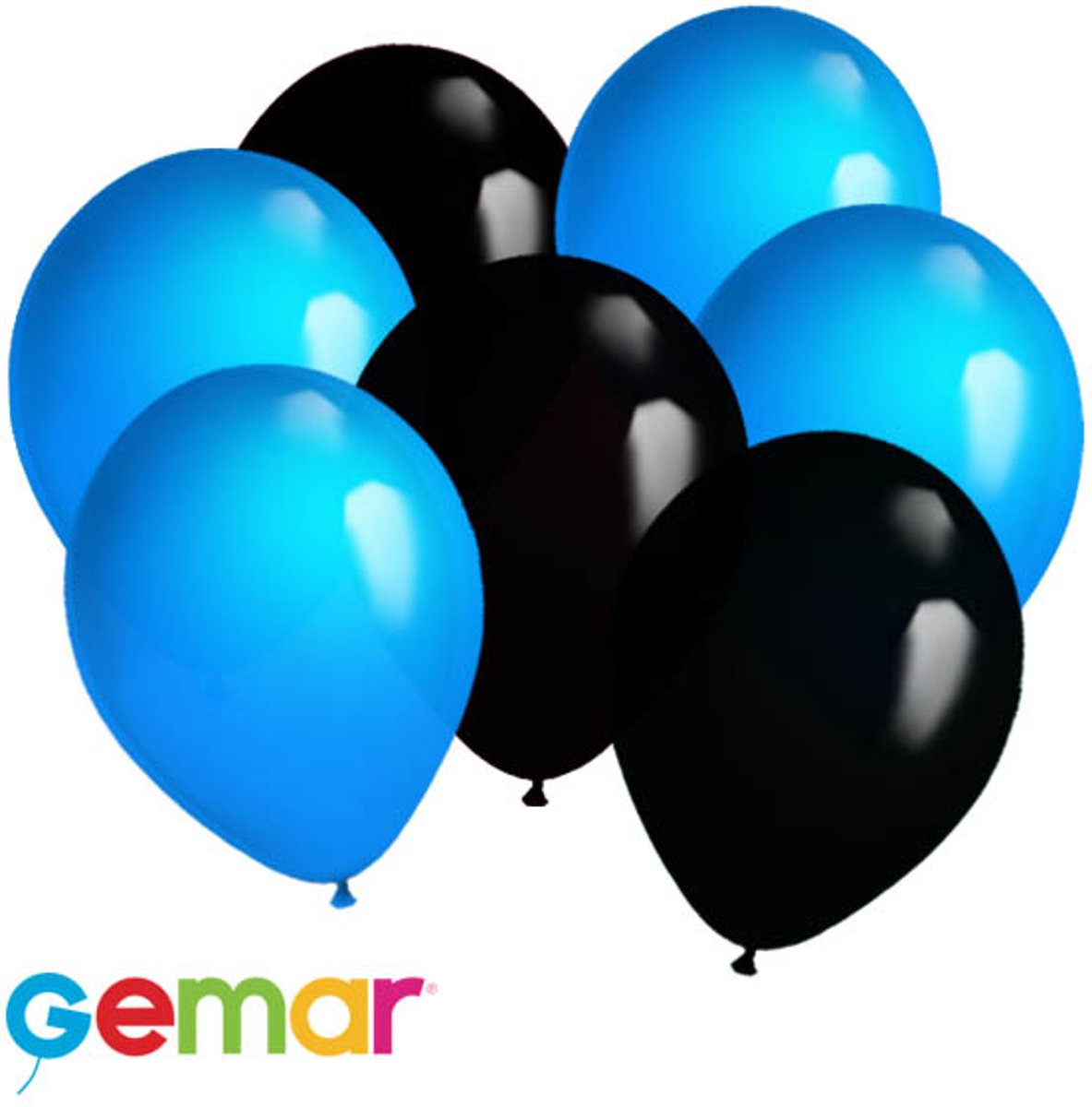 30x Ballonnen Licht Blauw en Zwart (Ook geschikt voor Helium)