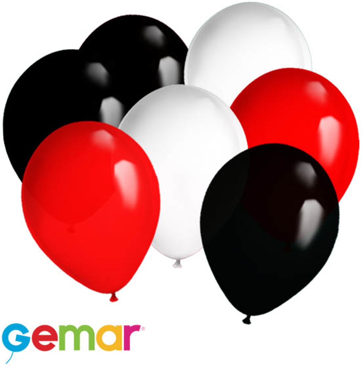 30x Ballonnen Rood, Wit en Zwart (Ook geschikt voor Helium)