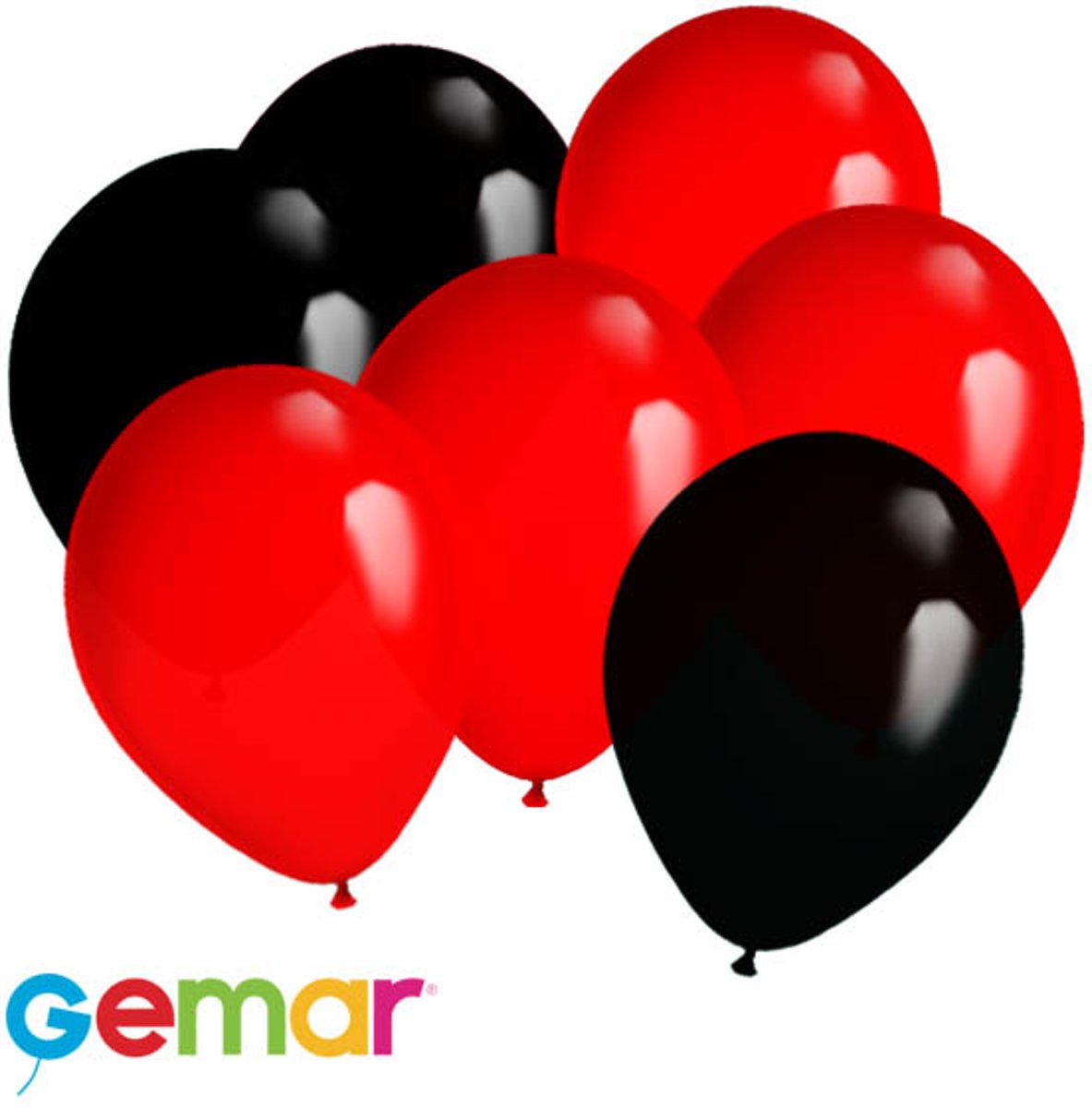 30x Ballonnen Rood en Zwart (Ook geschikt voor Helium)