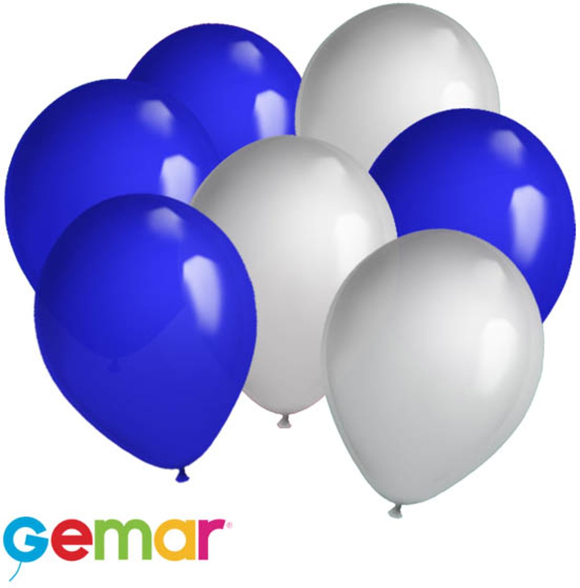 30x Ballonnen Zilver en Blauw (Ook geschikt voor Helium)