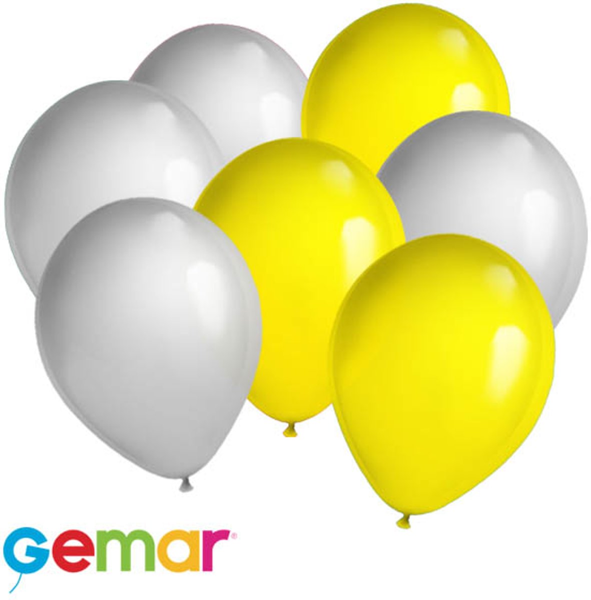 30x Ballonnen Zilver en Geel (Ook geschikt voor Helium)