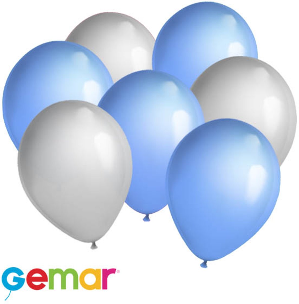 30x Ballonnen Zilver en Licht blauw (Ook geschikt voor Helium)