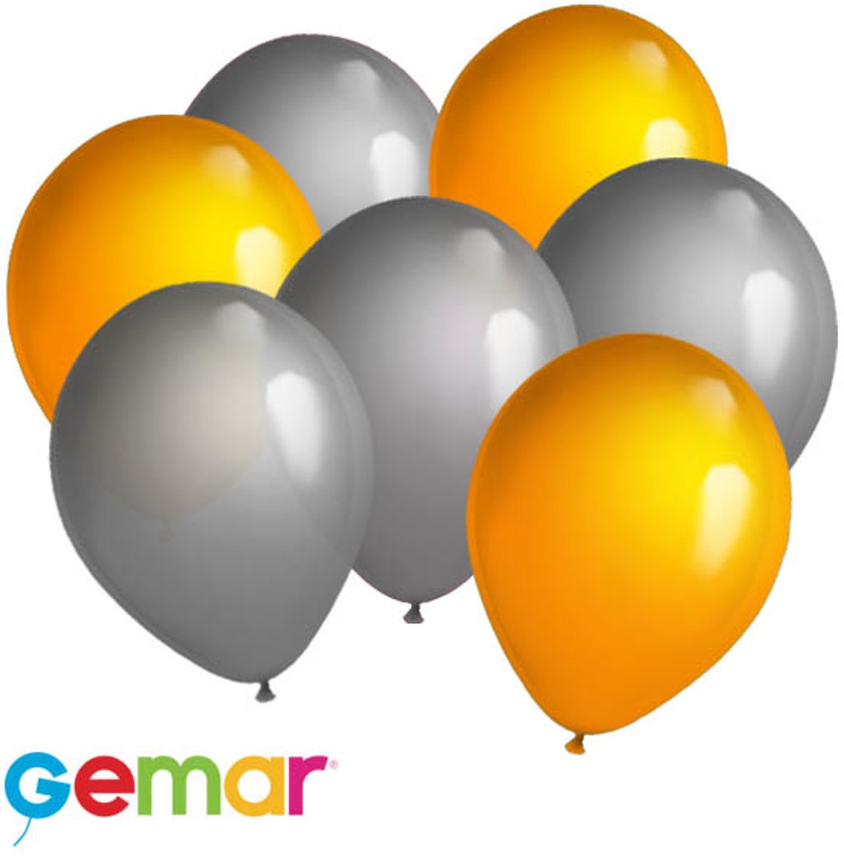 30x Ballonnen Zilver en Oranje (Ook geschikt voor Helium)