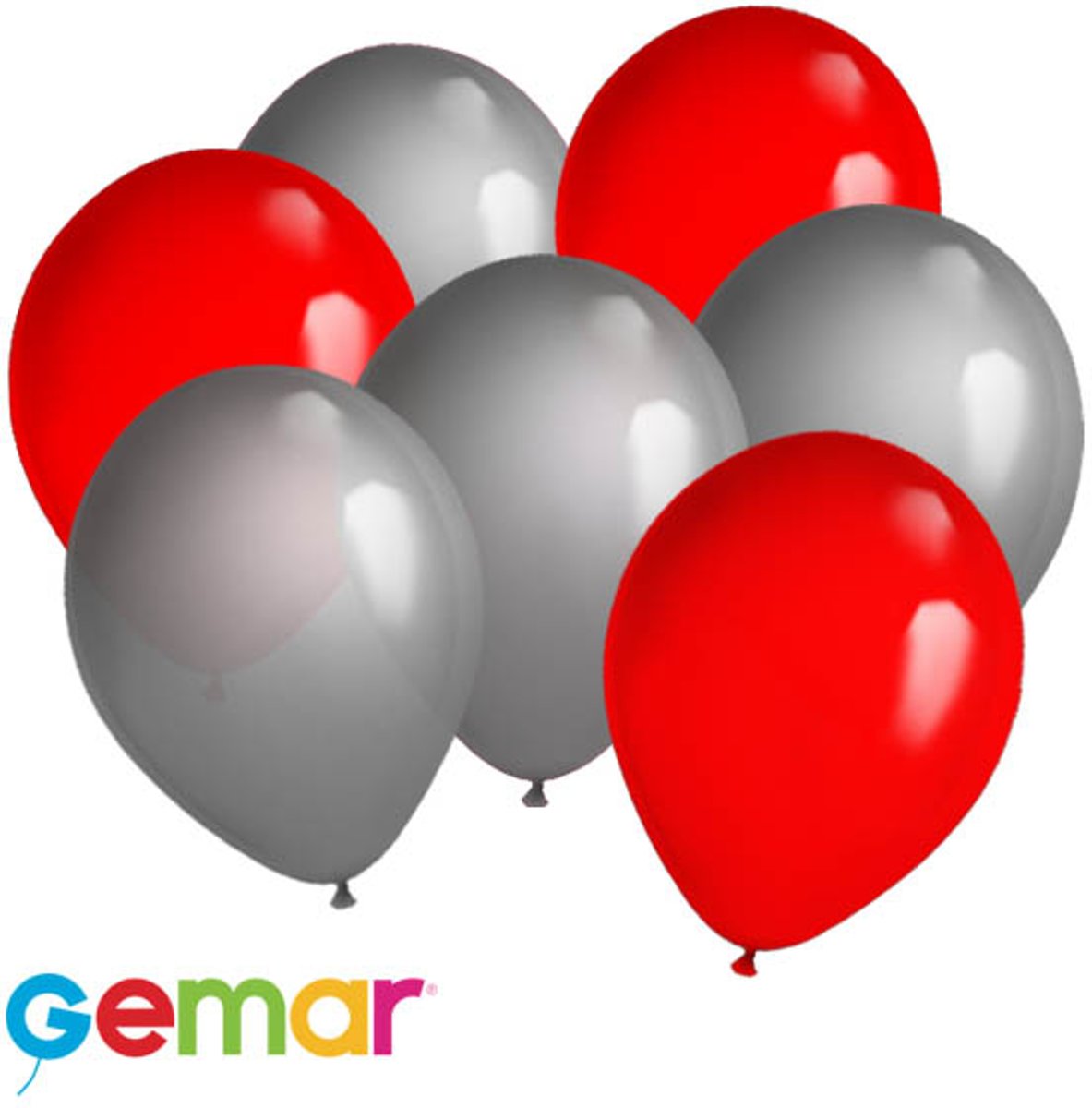 30x Ballonnen Zilver en Rood (Ook geschikt voor Helium)