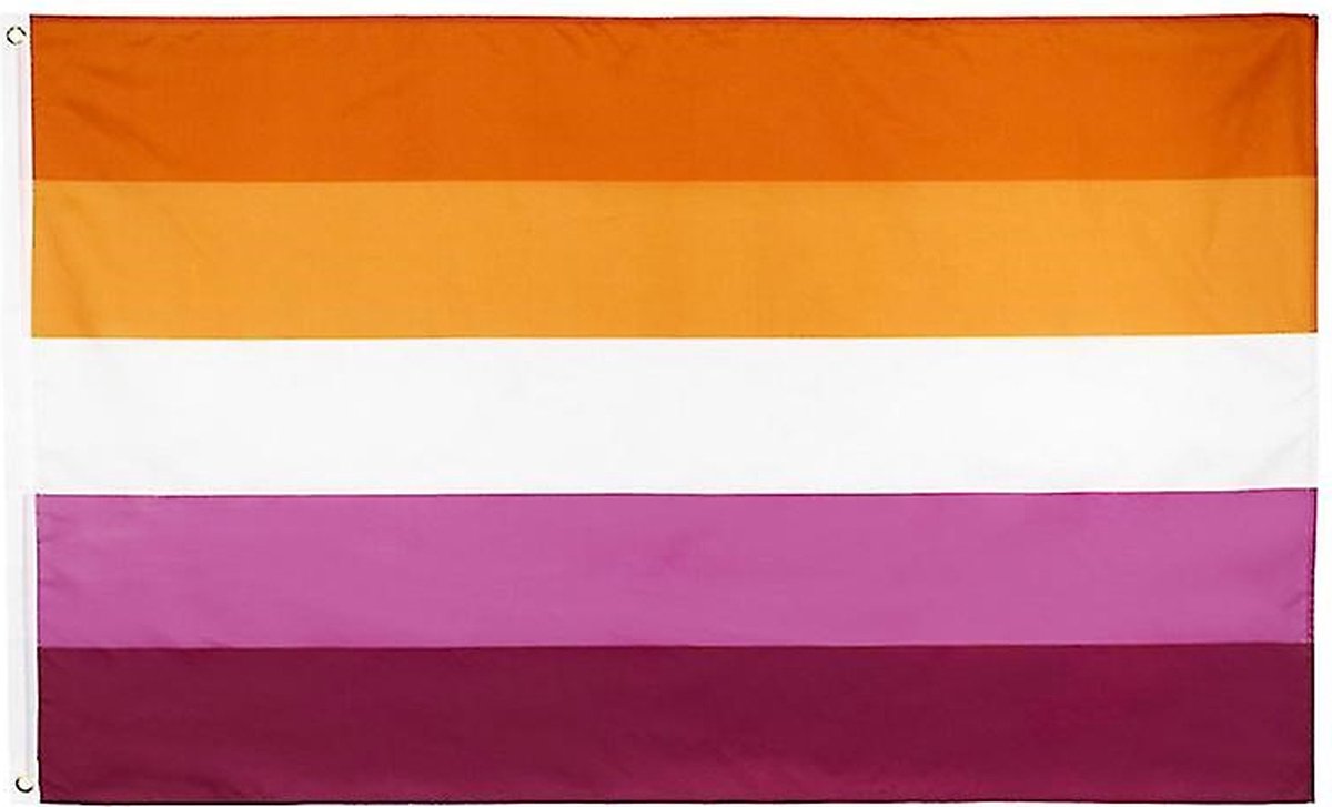 Lesbian Pride vlag 90x150 cm - Polyester - 2 ophangringen - Lesbische sunset flag