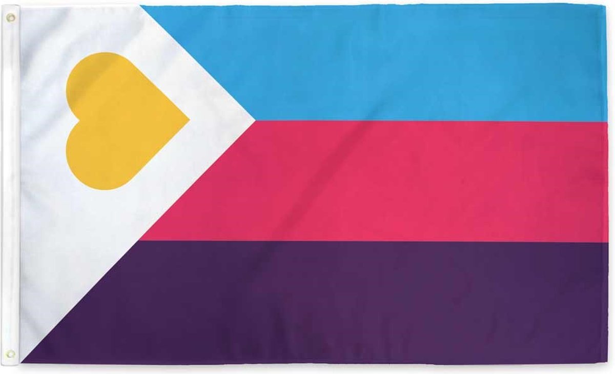 Polyamorie Pride vlag 90x150cm - Polyester - 2 ophangringen - polyamory flag - poly - polyam