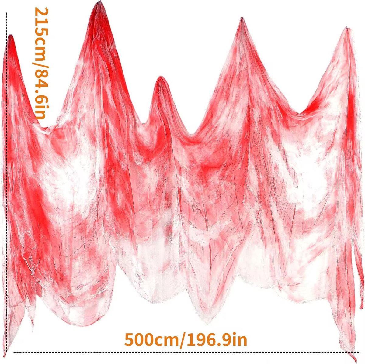 Halloween griezelige stof, spookachtige gigantische bloedvlekken 2,15 * 10 m kaasdoek wandtapijt voor feestbenodigdheden decoratie buiten patio huis muurdecoratie