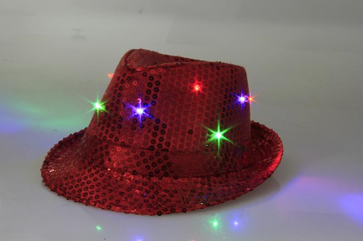 Lichtgevende Hoed - Rood - Met RGB Verlichting - LED