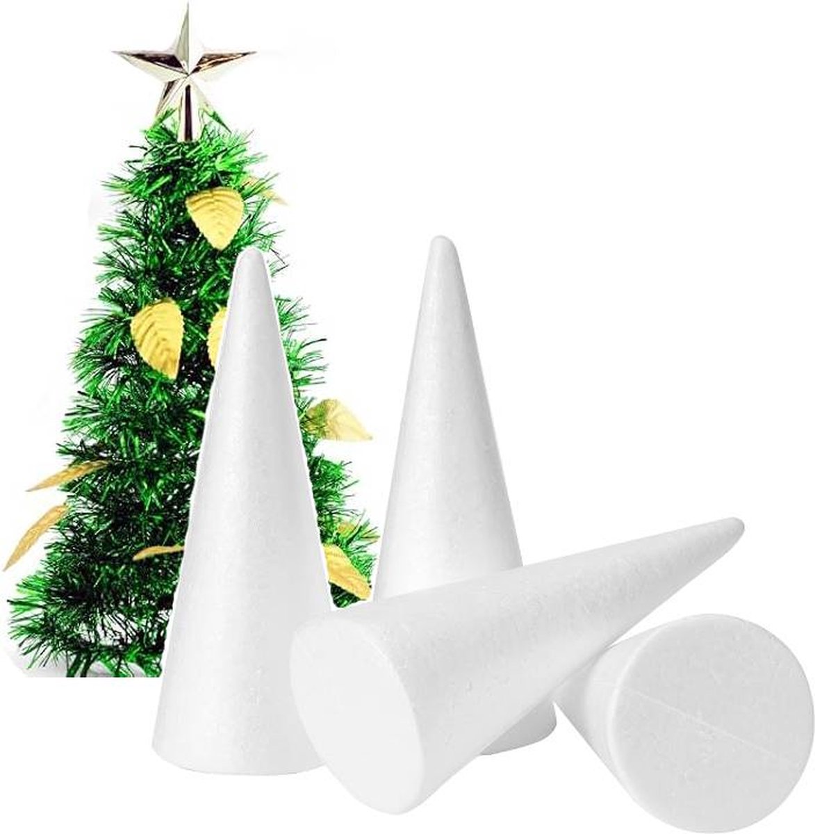 Piepschuim kegels 20 cm 4 stuks voor Ambachten DIY boom kegels Plant Foam bloem kegels voor kerstboom bloemstuk Holiday Party Decor