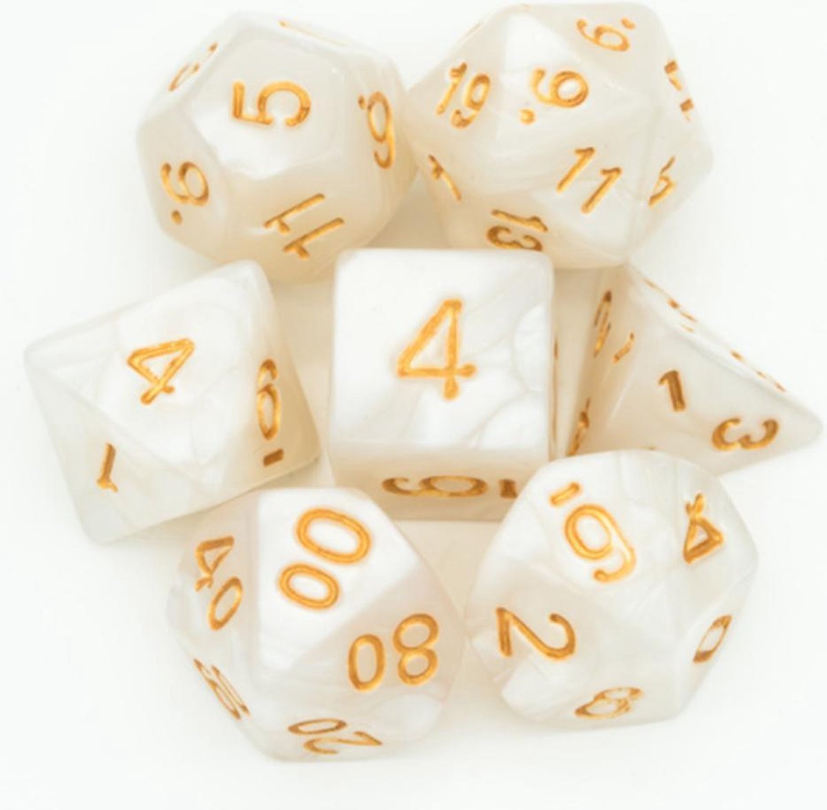   Dobbelstenen Set wit met gouden letters