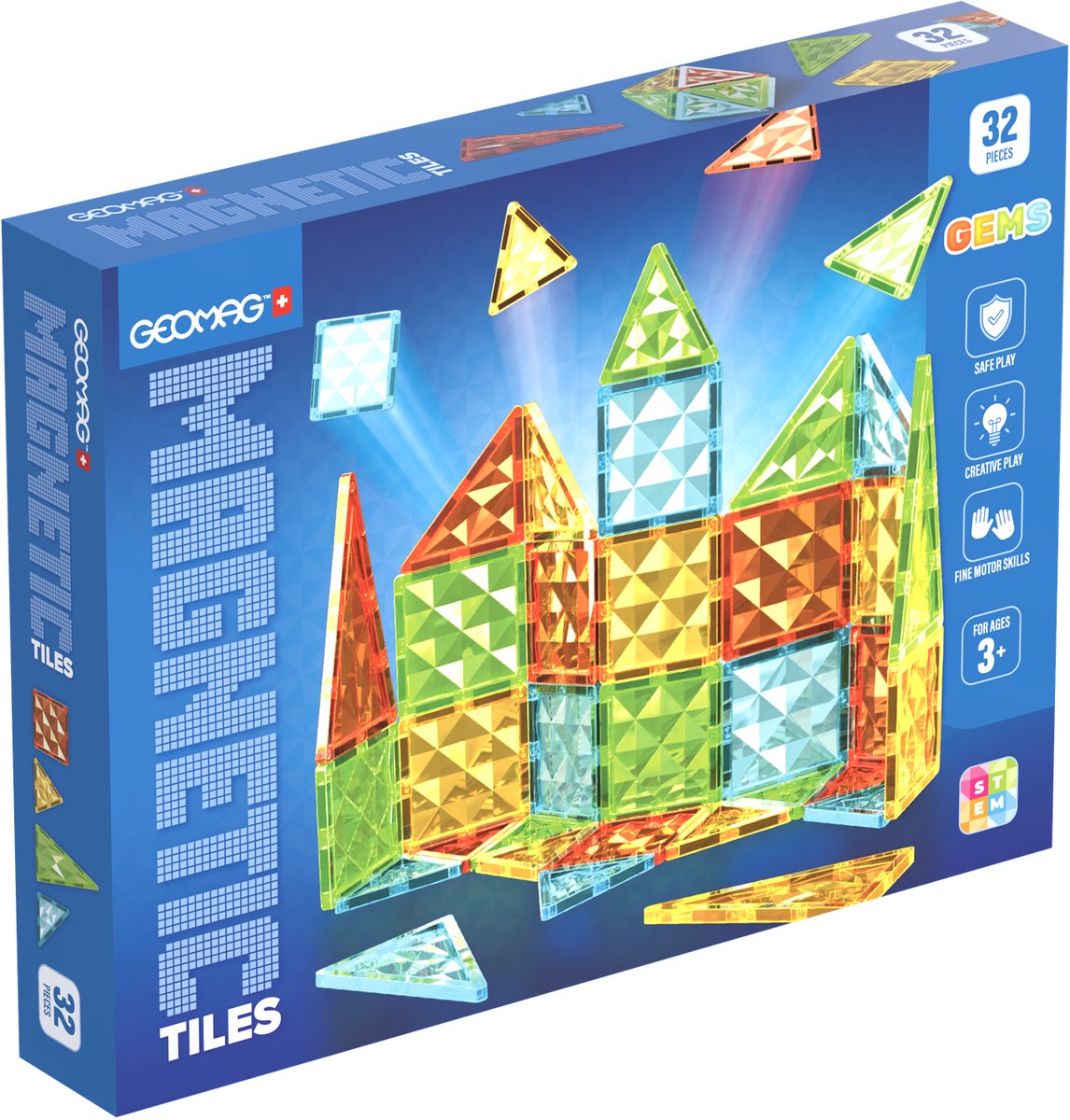 Geomag - Educatief speelgoed - Panelen - Tiles - Magnetische bouw panelen - Gerecycled kunststof - Milieubewust - 32-delige set