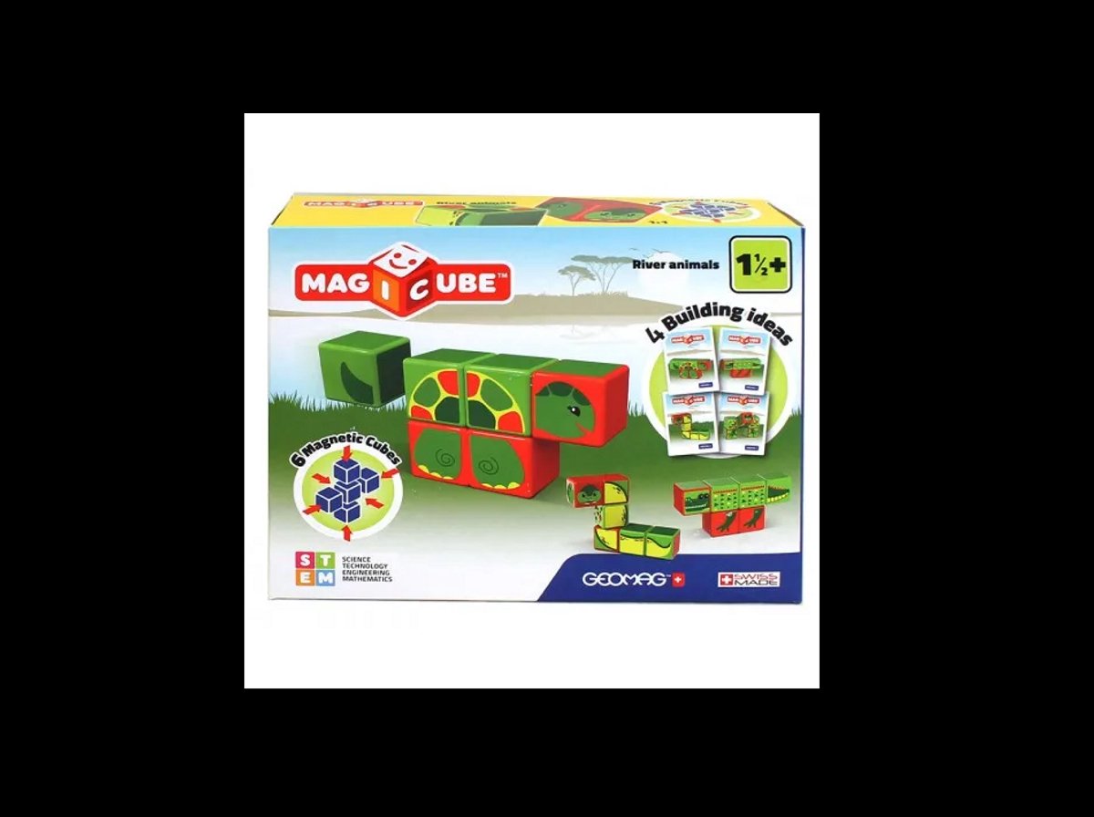 Geomag MagiCube River Animals Schildpad - 6 Magnetische Speelblokken - 1+