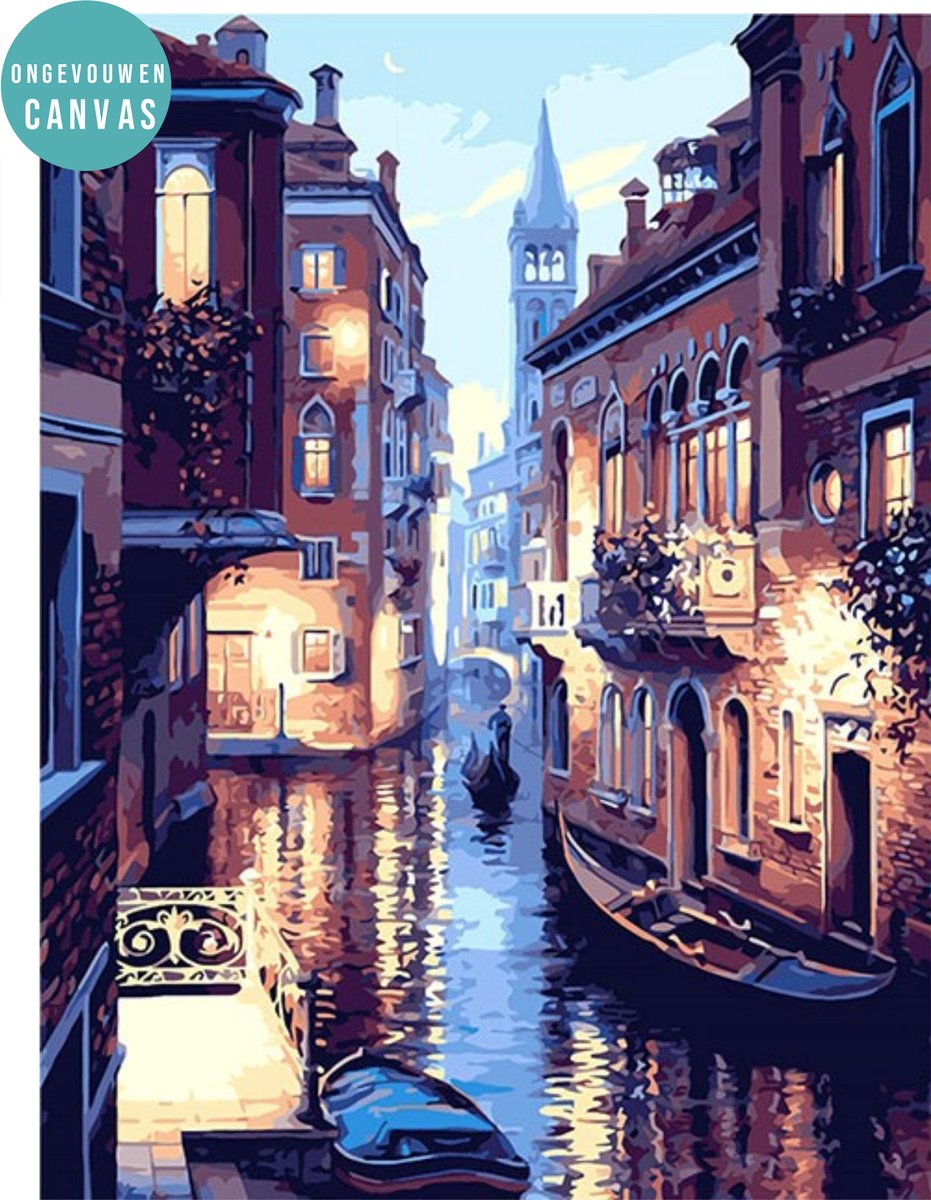Schilderen op nummer Volwassenen - Venetië - Romantisch Venetië - In koker - Paint By Number - 40x50 cm