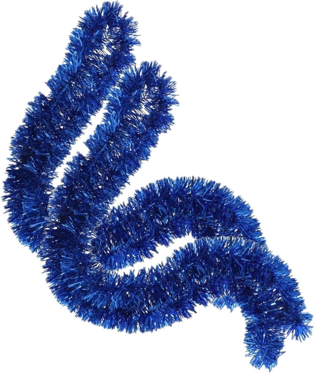 2x stuks kerstboom folie slingers/lametta guirlandes van 180 x 7 cm in de kleur glitter blauw