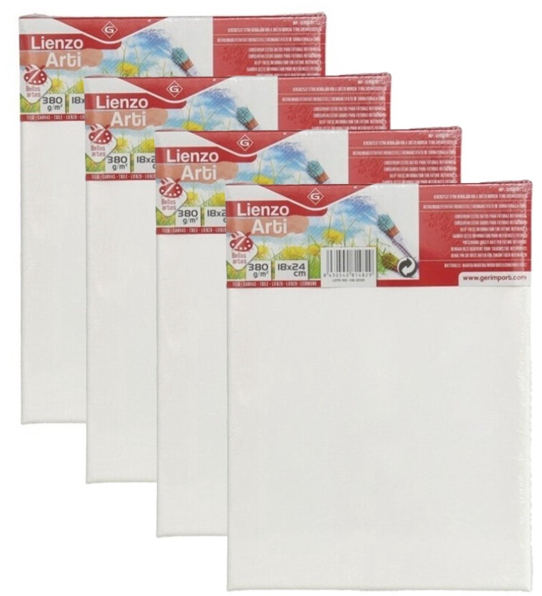 Canvas schildersdoek - 4x - 24 x 18 cm - hobby verven/schilderen - DIY schilderij maken