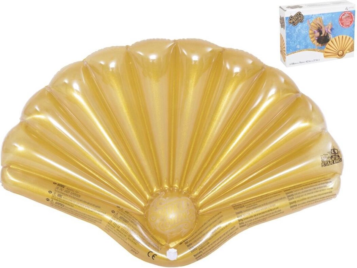 Gerimport Luchtbed Schelp 108 X 70 Cm Polyester Goud