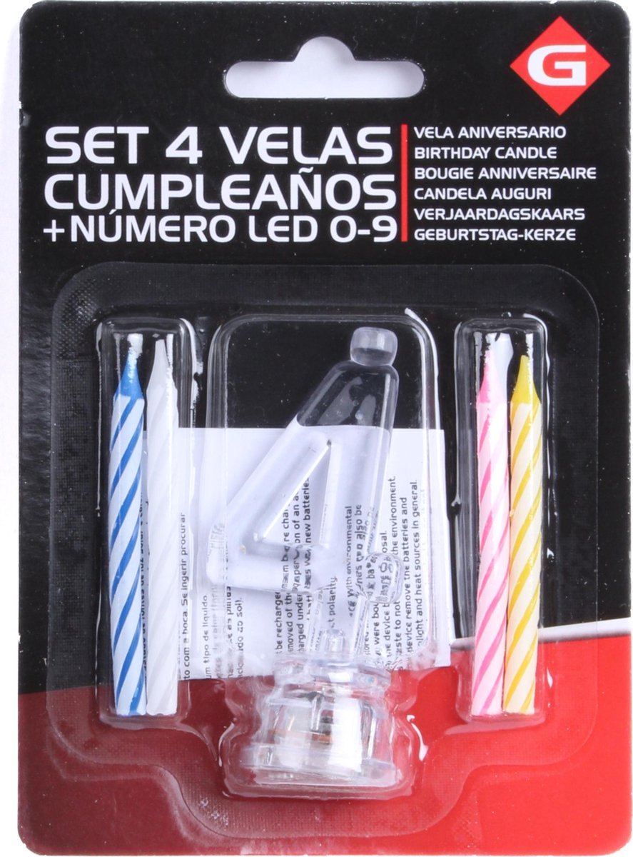 Gerimport Verjaardagskaarsen Led 4 Jaar 8 Cm 5-delig