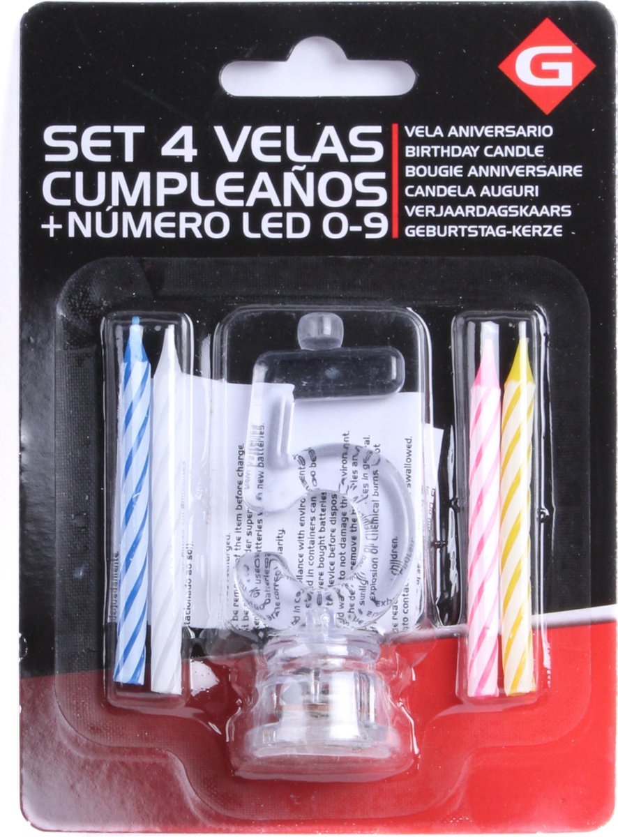 Gerimport Verjaardagskaarsen Led 5 Jaar 8 Cm 5-delig