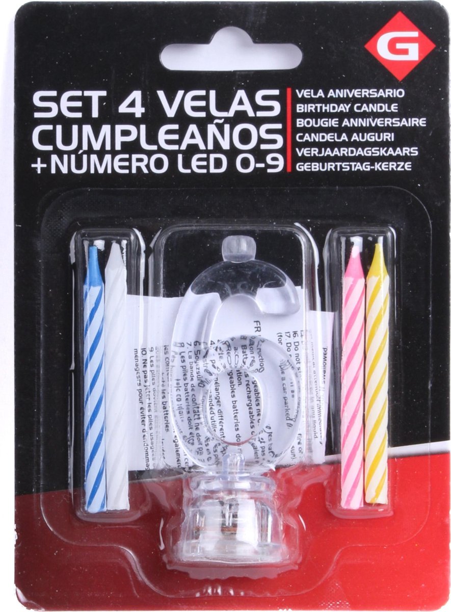 Gerimport Verjaardagskaarsen Led 6 Jaar 8 Cm 5-delig