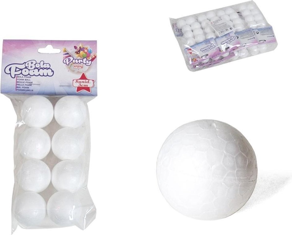 Piepschuim hobby vormen DIY ballen - 8x - styropor bollen - 3 cm