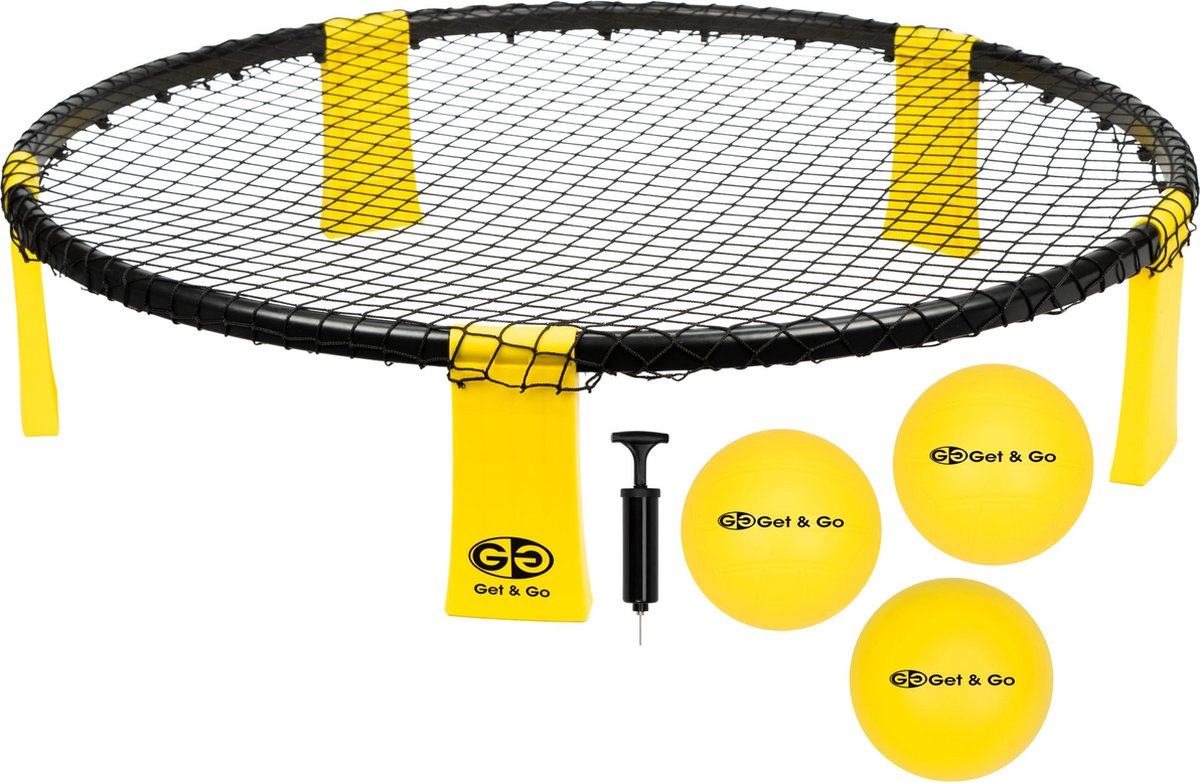 Get & Go - Smash Ball Set - Inclusief 3 Ballen + Pomp - Geel/Zwart
