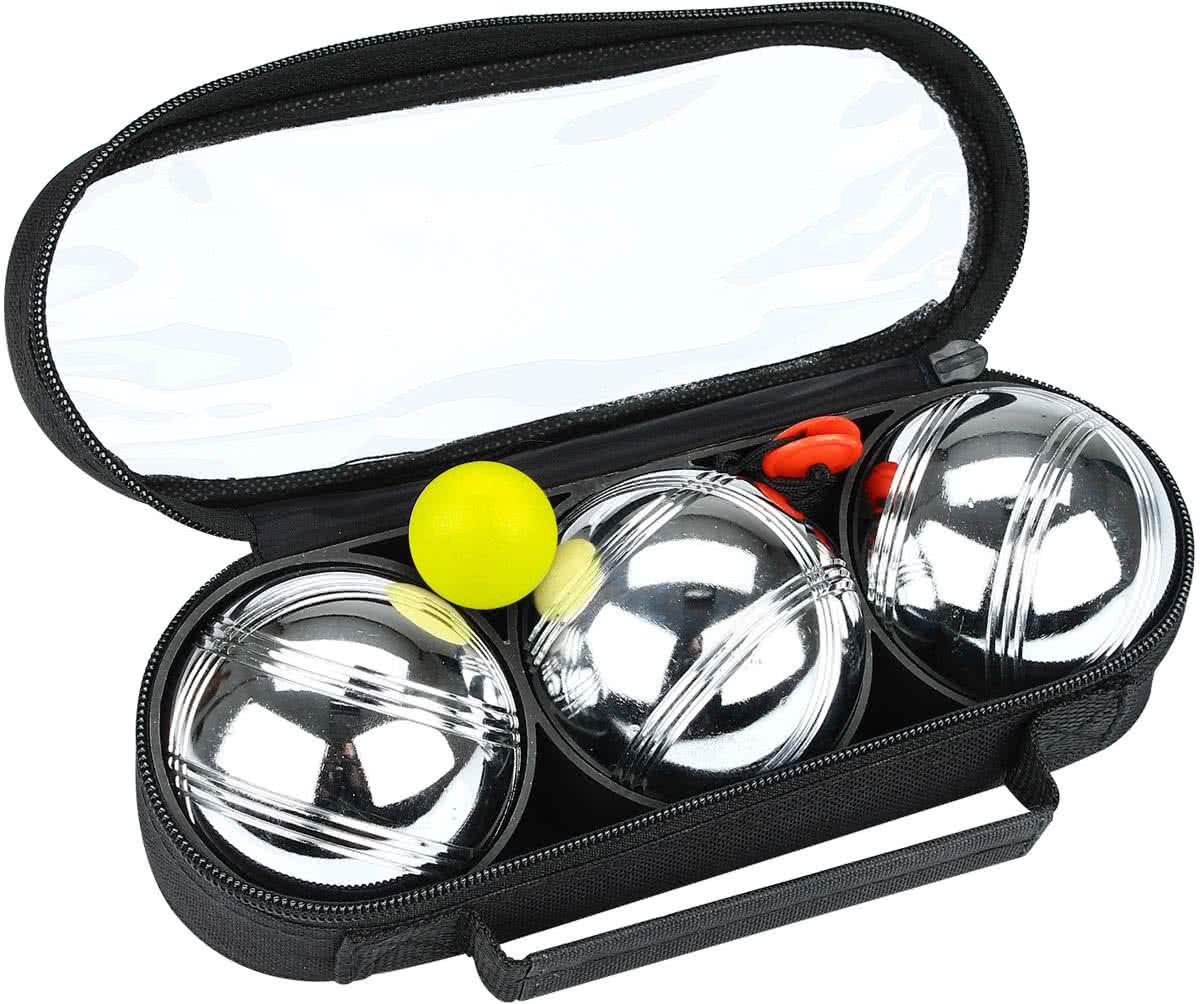 Get & Go Jeu de Boules Set III - 3 Ballen - Chroom/Zwart