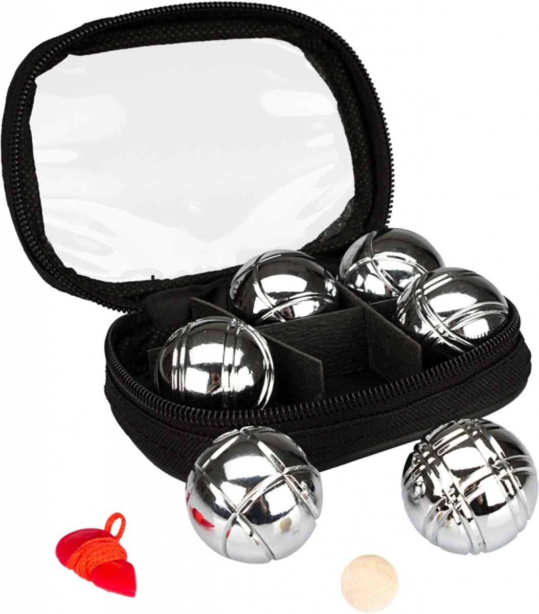 Get & Go Mini Jeu de Boules Set - 6 Ballen - Chroom/Zwart