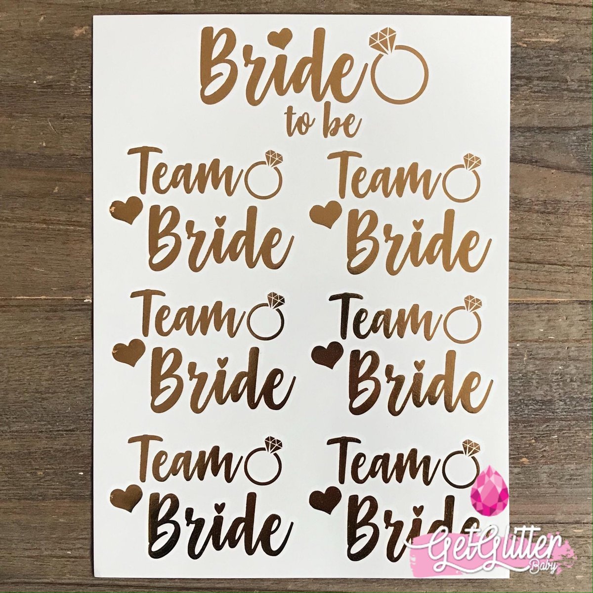   - Gouden Plak Tattoos / Tijdelijke Tattoo Goud - Vrijgezellenfeest Vrouw - Bride to be / Team Bride