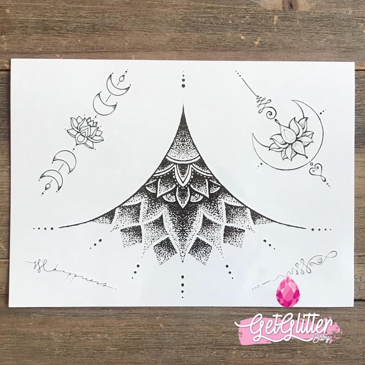 GetGlitterBaby - Henna Plak Tattoo / Nep Tatoeage - Underboob / Unalome