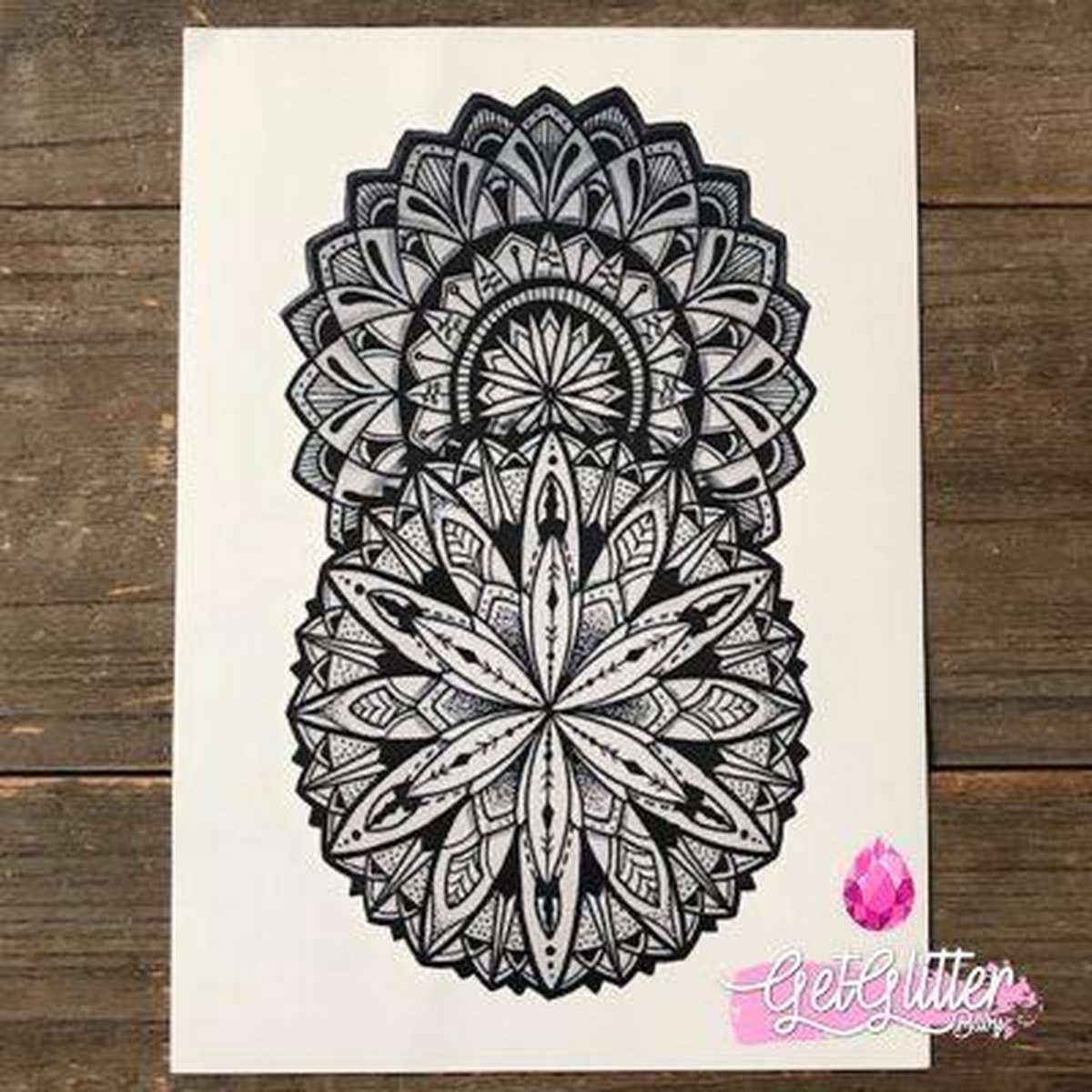   - Henna Plak Tattoos / Tijdelijke Tattoo / Nep Tatoeage / Fake Temporary Tattoo - 2 Mandalas