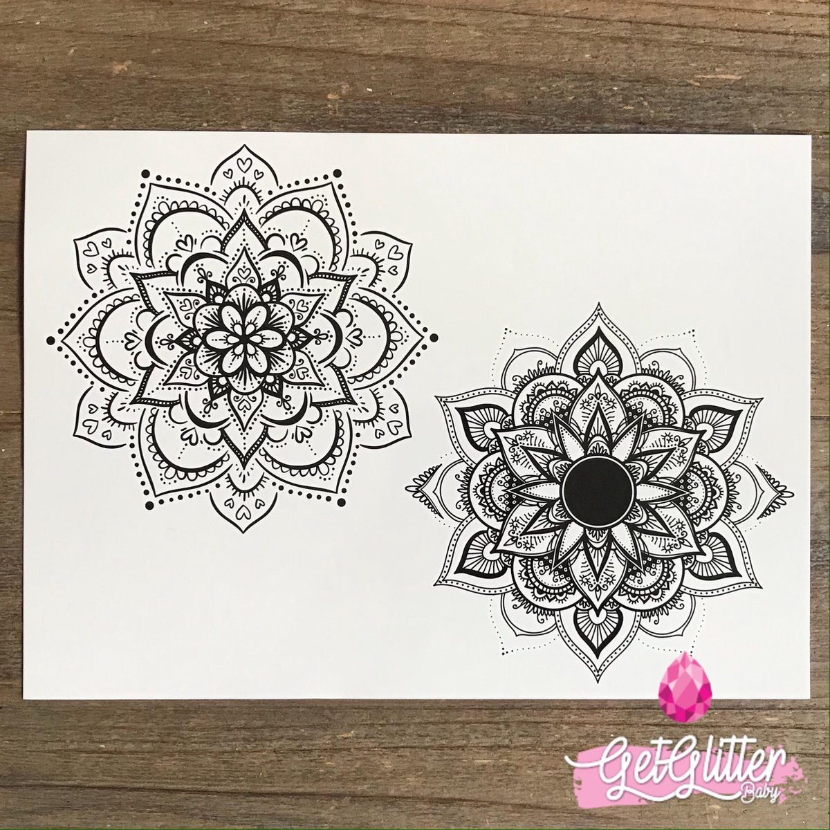   - Henna Plak Tattoos / Tijdelijke Tattoo / Nep Tatoeage / Fake Temporary Tattoo - 2 Mandalas